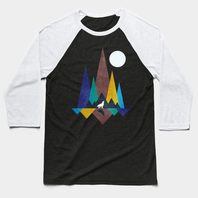 Moon Light Wolf Baseball T-Shirt by ShaDesign